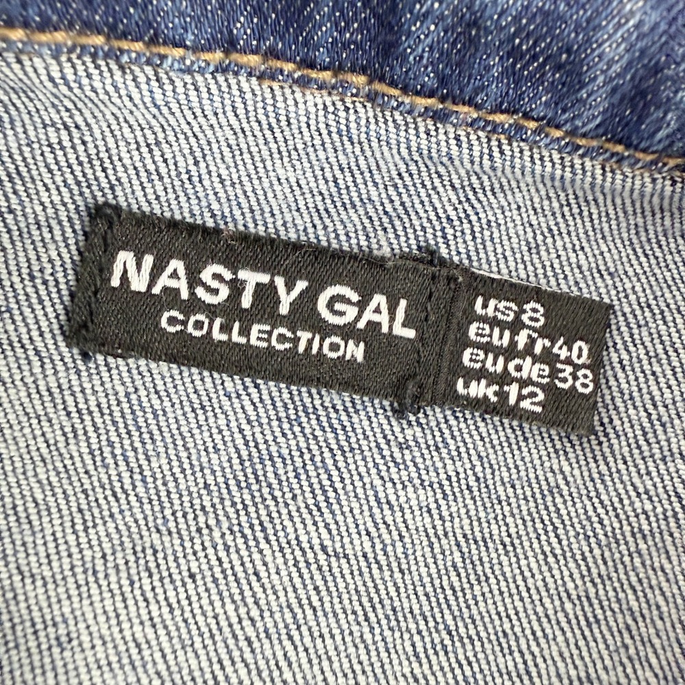 Nasty Gal Denim Jumpsuit Size 8 Long‎ Sleeve Button Up Collar Womens Blue Denim - Picture 3 of 11